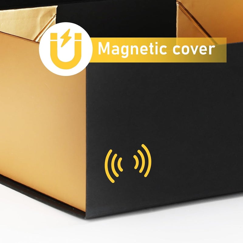 Ditwis 12x9x4 Inches Gift Box with Magnetic Closure Lid, Black-Gold Magnetic Box for Wedding, Groomsmen Bridesmaid Proposal, Birthdays, Mother's Day - Image 4